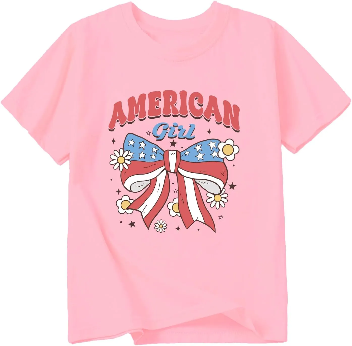 Toddler Girl American Flag Shirt 4th of July Tshirt Cotton Short Sleeve Tees 2-12 Years