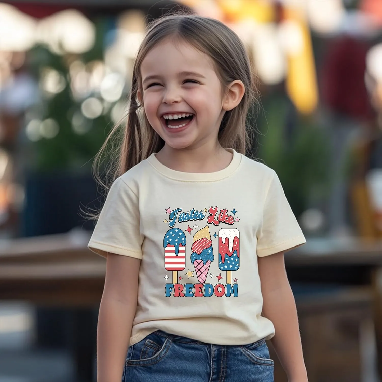 Toddler Girl American Flag Shirt 4th of July Tshirt Cotton Short Sleeve Tees 2-12 Years
