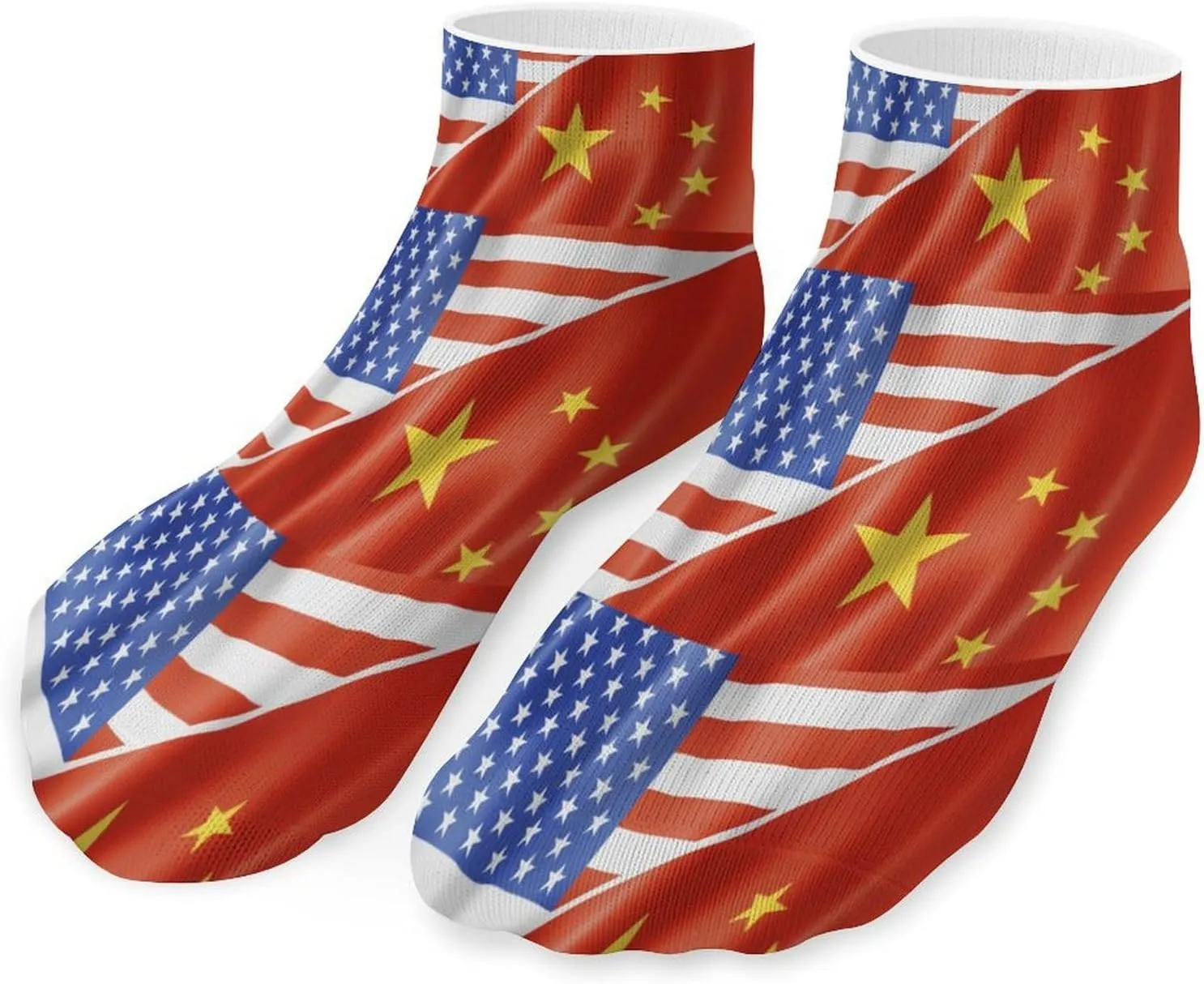 U.S. And China Flag Unisex Ankle Socks Low Cut Funny Print Athletic No Show Stocking