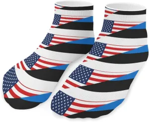 U.S. And Estonia Flag Unisex Ankle Socks Low Cut Funny Print Athletic No Show Stocking