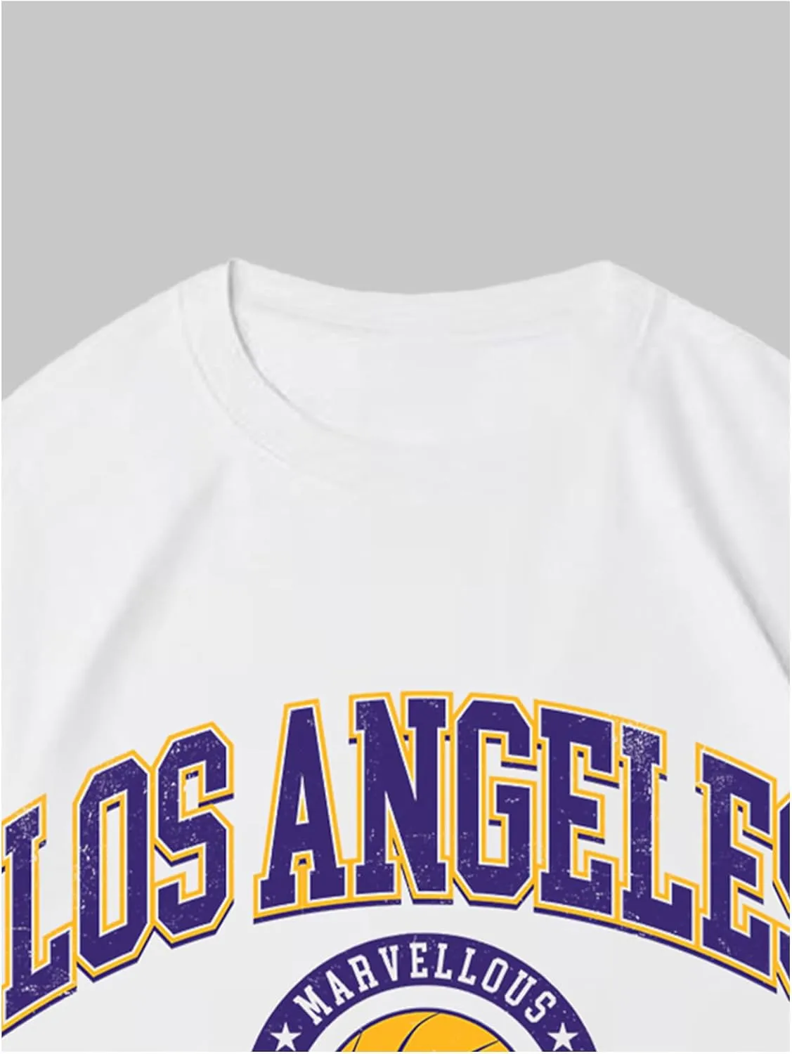 Verdusa Men's Basketball Vintage Letter Graphic Oversized T Shirt Round Neck Drop Shoulder Tee Tops