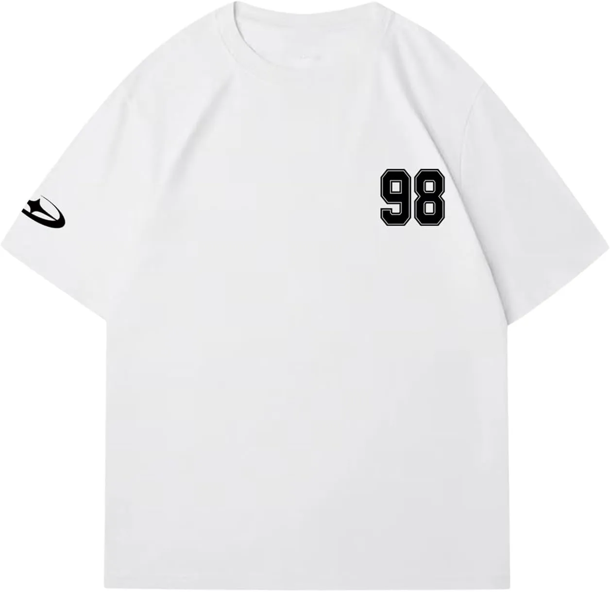 Verdusa Men's Jersey Oversized Letter Graphic T Shirt Crew Neck Drop Shoulder Short Sleeve Tee Tops