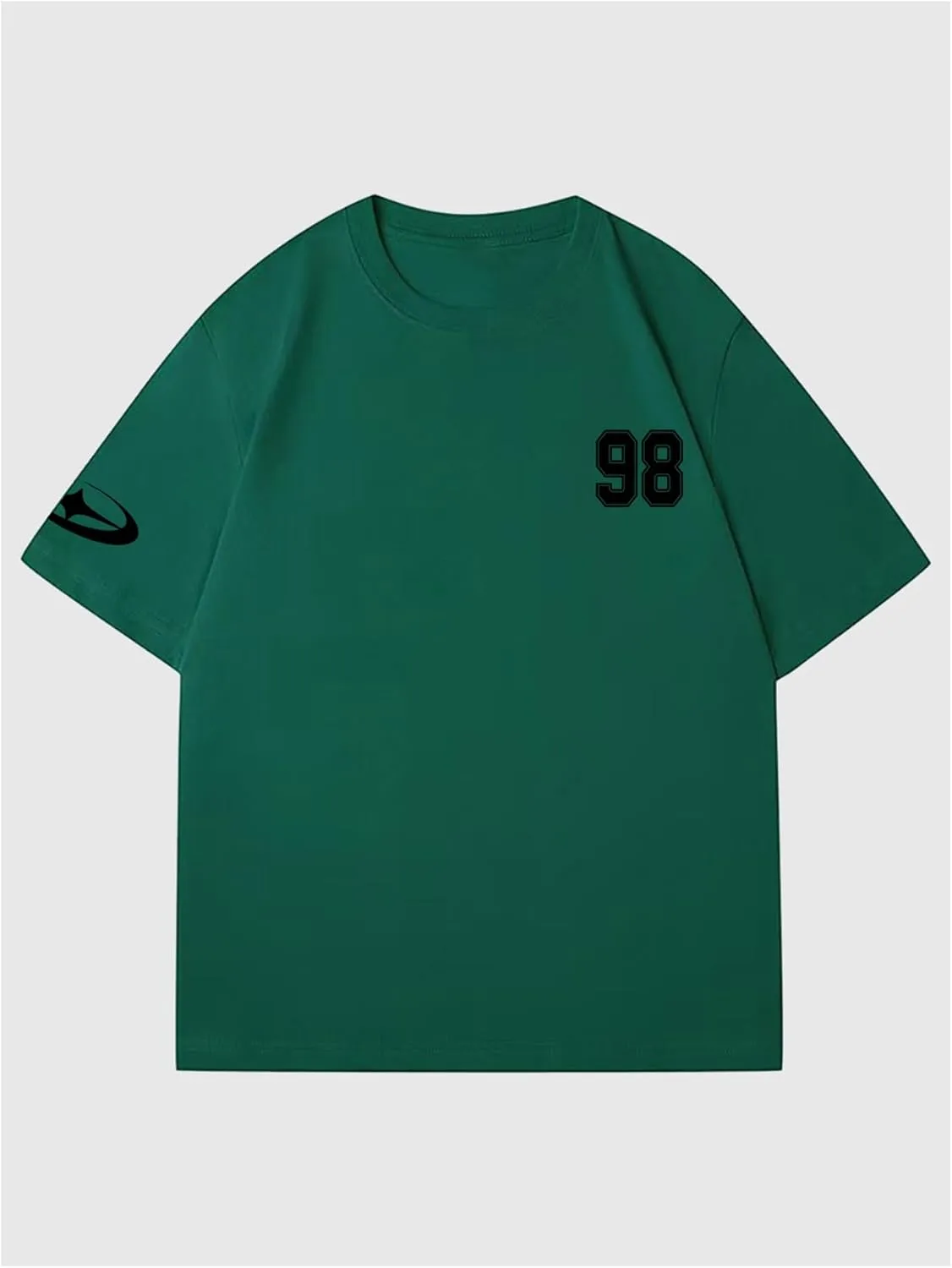 Verdusa Men's Jersey Oversized Letter Graphic T Shirt Crew Neck Drop Shoulder Short Sleeve Tee Tops