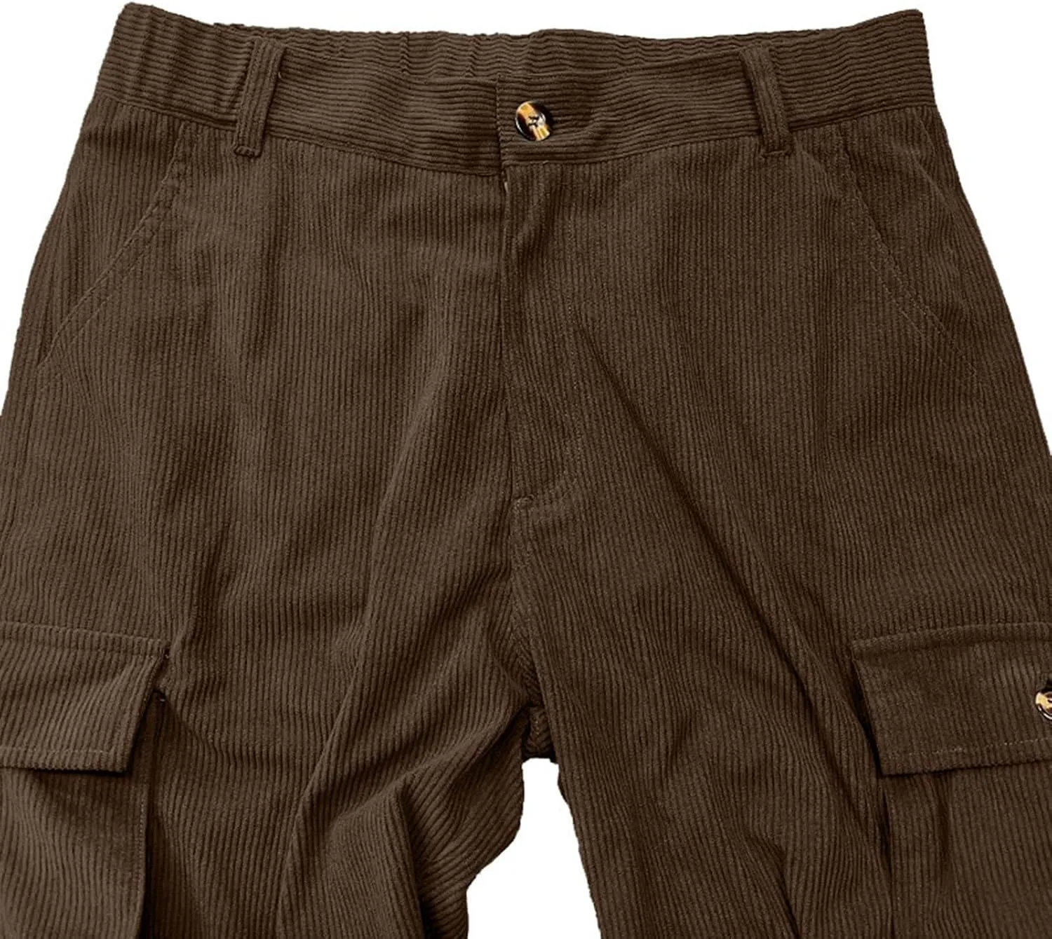 WENKOMG1 Mens Corduroy Cargo Pants Multi Pockets Straight Leg Outdoor Work Pants Retro Style Workwear