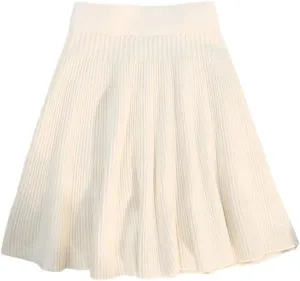 Women Autumn Winter Knitted Pleated Short Skirt Sexy Elastic High Waist Slim Party Mini Skirts