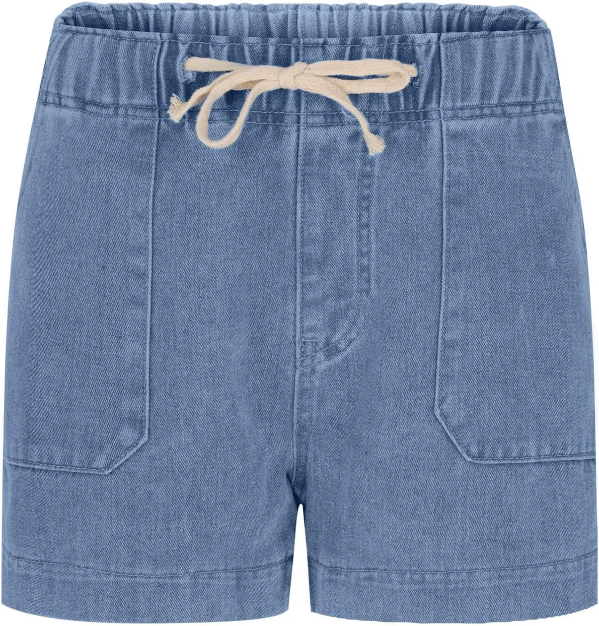 Women Casual Loose Denim Shorts Drawstring Pocket Mid-High Waisted Jean Shorts Cutoff Stretchy Summer Hot Short Pants