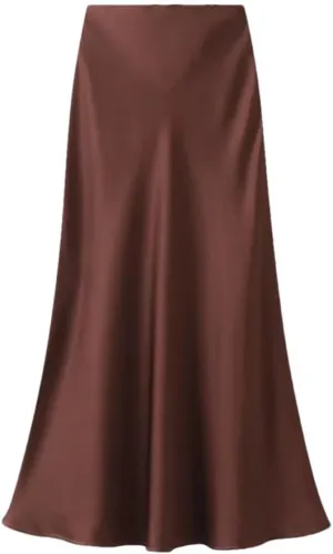 Women Elegant Satin Fishtail Skirts Temperament Long Skirt Solid Color All-Match Dress