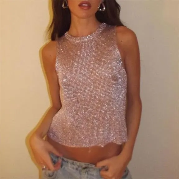 Women Floral Lace Tank Top Y2k Sexy Mesh See Through Cami Top Sleeveless Slim Fit Vest Top Summer Streetwear
