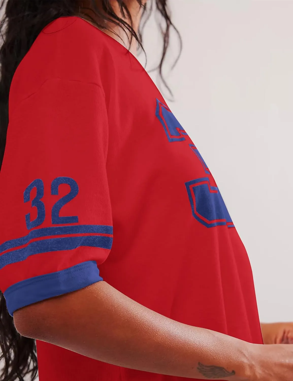 Women Oversized Graphic Print Short Sleeve T-Shirts Crewneck Color Block Shirts Casual Loose Fit 2024 Summer Tee Tops