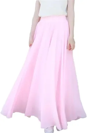 Women Summer Chiffon High Waist Elegant Long Straight Skirts