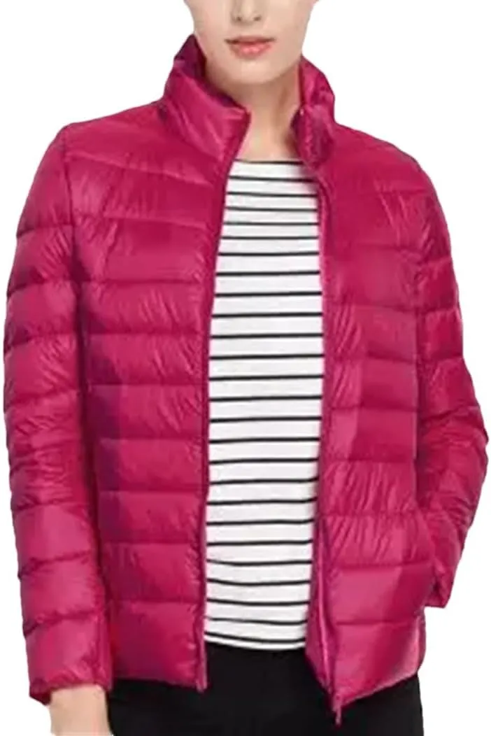Women Winter Ultra Light Slim Puffer Jacket Portable Windproof Down Coat