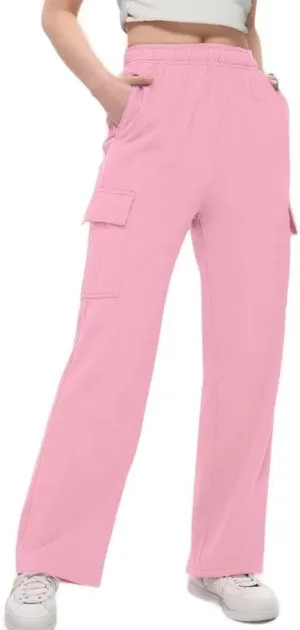 Womens Cargo Sweatpants Baggy Wide Leg Pants Warm Elastic High Waist Joggers Fall Track Lounge Trousers with Pockets