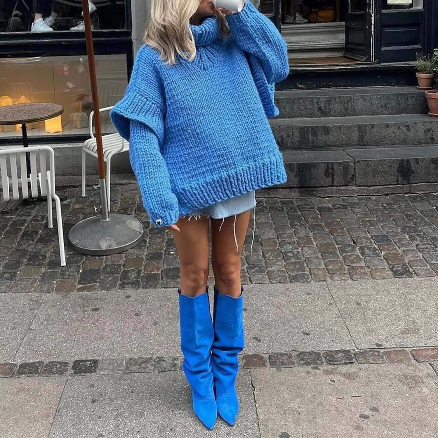 Womens Fall Winter Oversized Turtleneck Sweater Turtleneck Sweater Batwing Long Sleeve Chunky Knit Pullover Tops