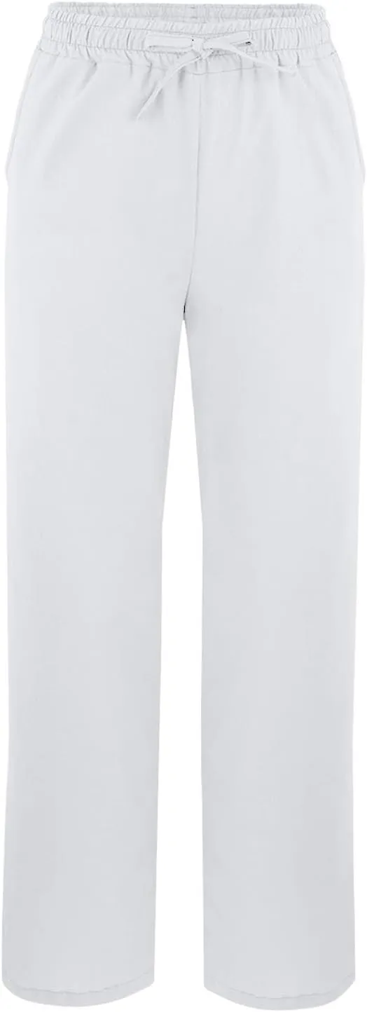 Women's Linen Pants with Drawstring & Split Hem - Summer Casual Linen Trousers Elastic Waist Lightweight Capris