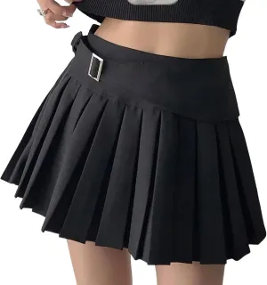 Womens Mini Pleated Skirt High Waisted Sexy Club Tennis Skirt A-Line School Uniform Y2k Short Preppy Skater Skirts
