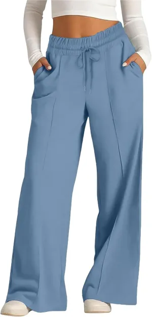 Women's Oversized Wide Leg Sweatpants High Waist Drawstring Sweatpants Womens Baggy Lounge Pants Joggers with Pockets