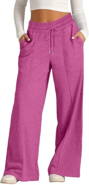 Women's Oversized Wide Leg Sweatpants High Waist Drawstring Sweatpants Womens Baggy Lounge Pants Joggers with Pockets