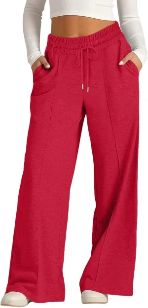 Women's Oversized Wide Leg Sweatpants High Waist Drawstring Sweatpants Womens Baggy Lounge Pants Joggers with Pockets