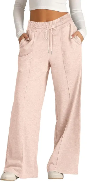 Women's Oversized Wide Leg Sweatpants High Waist Drawstring Sweatpants Womens Baggy Lounge Pants Joggers with Pockets