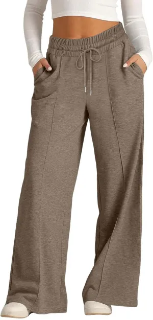 Women's Oversized Wide Leg Sweatpants High Waist Drawstring Sweatpants Womens Baggy Lounge Pants Joggers with Pockets