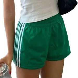 Women's Striped Running Shorts Casual Elastic High Waisted Wide Leg Sweat Shorts Lounge Workout Mini Leggings Pants