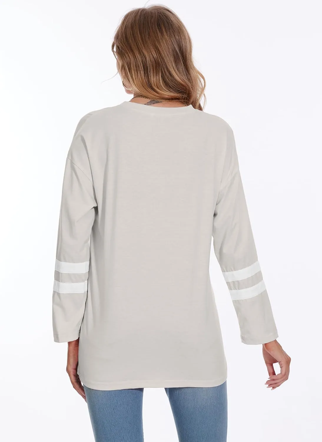 Womens Tunic Top Oversized Crew Neck T Shirts Loose Long Sleeve Comfy Cozy Cotton Lounge Blouses