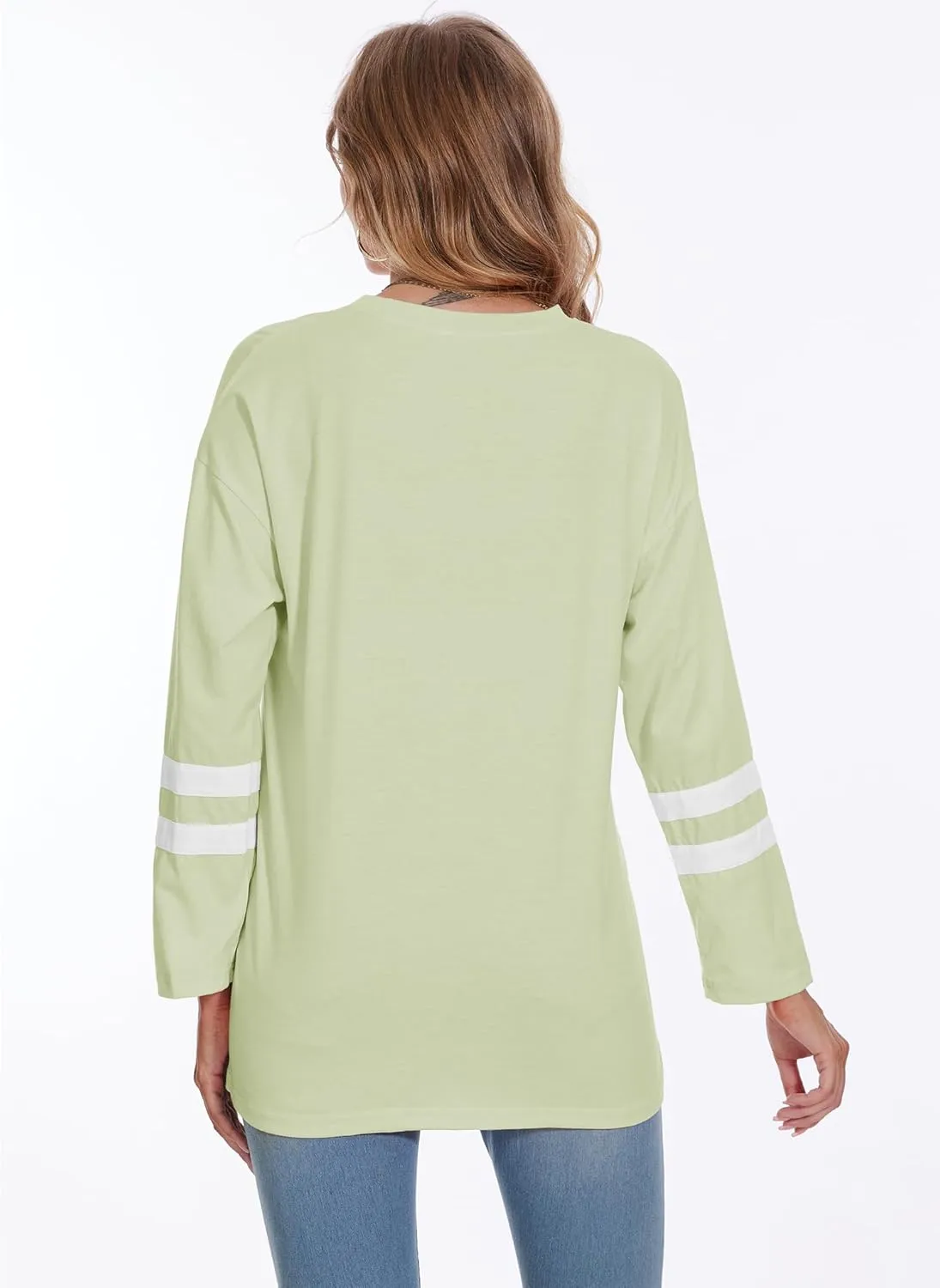 Womens Tunic Top Oversized Crew Neck T Shirts Loose Long Sleeve Comfy Cozy Cotton Lounge Blouses