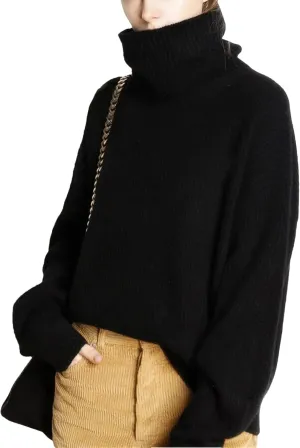 Women's Warm Wool Sweater Winter Turtlenecks Casual Loose Oversized Knitted Pullover Sweaters Top