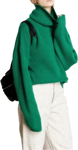 Women's Warm Wool Sweater Winter Turtlenecks Casual Loose Oversized Knitted Pullover Sweaters Top