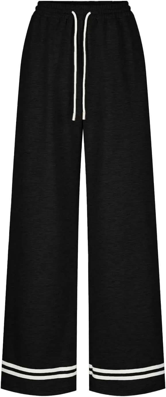 Women's Wide Leg Sweatpants High Waisted Baggy Flared Pants Casual Drawstring Joggers with Pockets