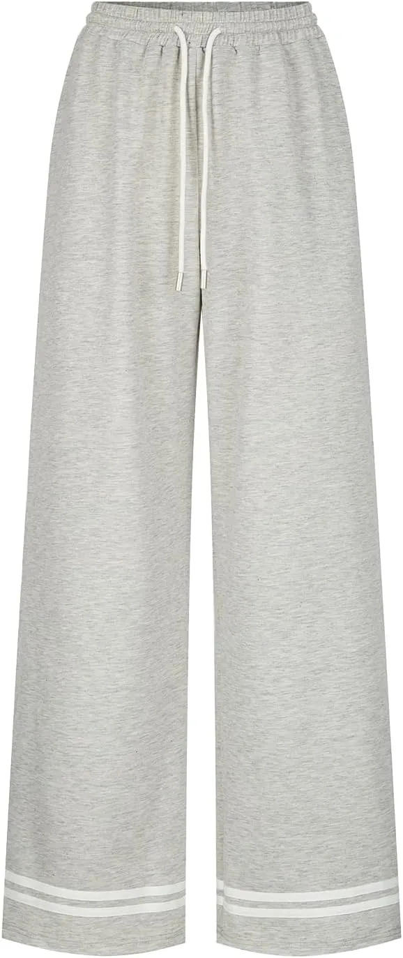 Women's Wide Leg Sweatpants High Waisted Baggy Flared Pants Casual Drawstring Joggers with Pockets