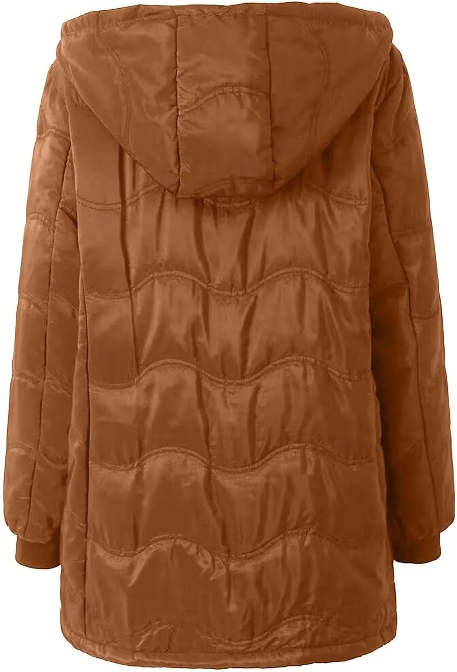 Women's Winter Down Jacket Solid Thicken Hooded Puffer Long Sleeve Jackets Warm Quilted Coats Trendy Outfits