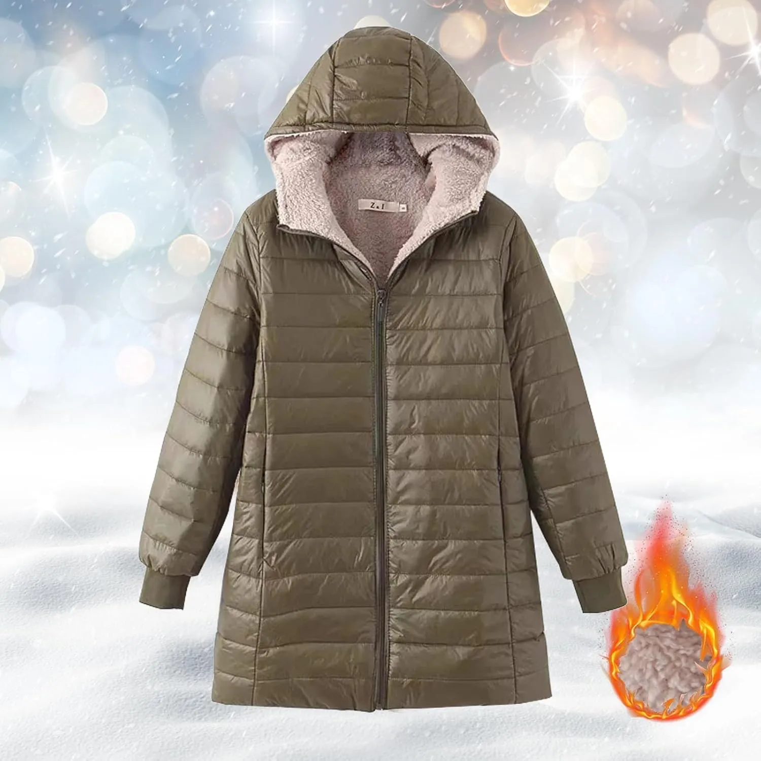 Women's Winter Down Jacket Solid Thicken Hooded Puffer Long Sleeve Jackets Warm Quilted Coats Trendy Outfits