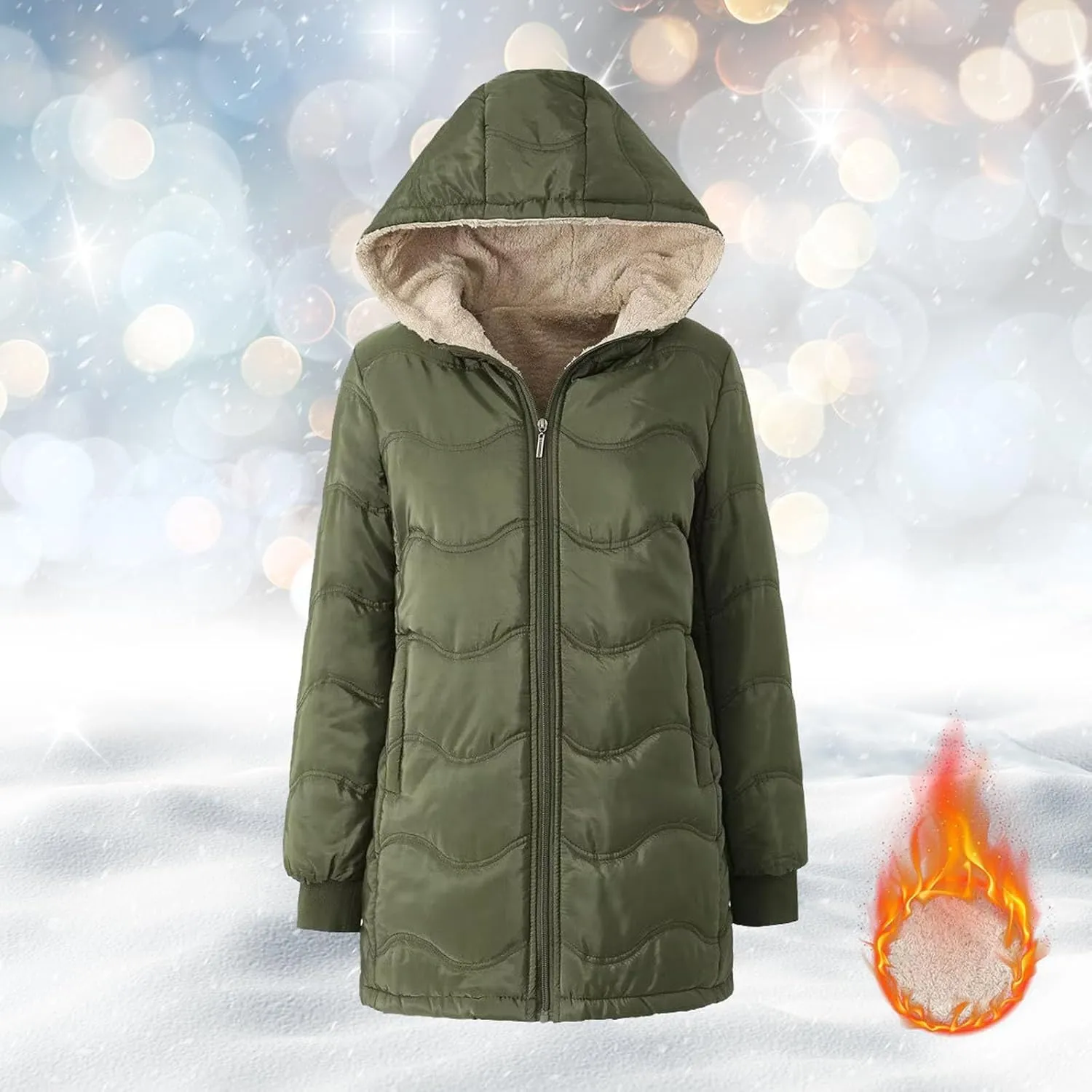 Women's Winter Down Jacket Solid Thicken Hooded Puffer Long Sleeve Jackets Warm Quilted Coats Trendy Outfits