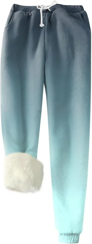 Womens Winter Warm Fleece Pants Sherpa Lined Sweatpants Jogger Outdoor Athletic Active Lounge Pants