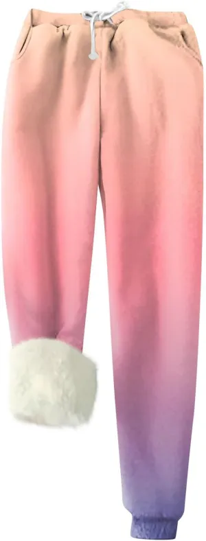 Womens Winter Warm Fleece Pants Sherpa Lined Sweatpants Jogger Outdoor Athletic Active Lounge Pants