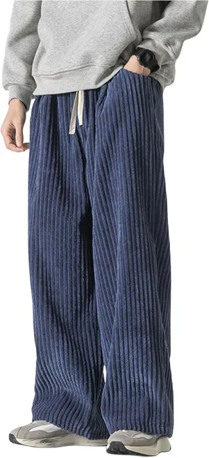 Y2K Corduroy Pants Men Vintage Baggy Pants Loose Fit Cargo Joggers Sweatpants Straight Leg Track Pants