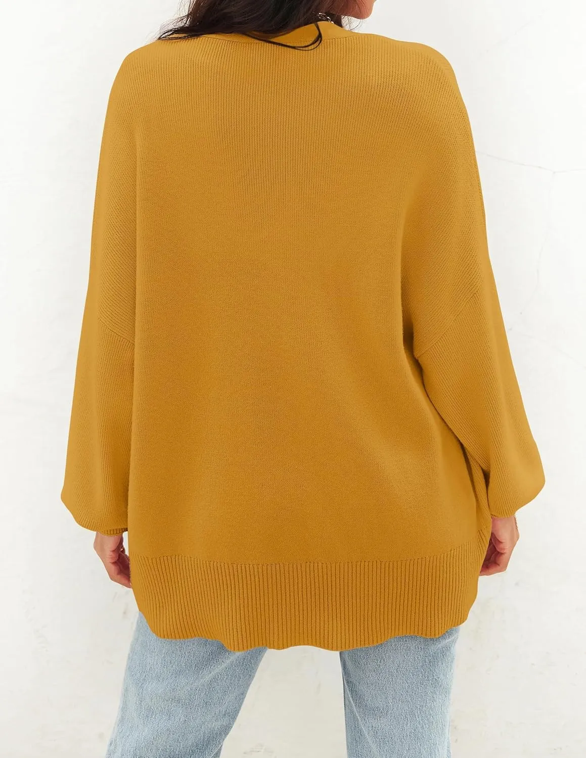 ZESICA Women's Casual Long Sleeve Cardigan V Neck Button Down Open Front Knit Loose Oversized Sweater Coat