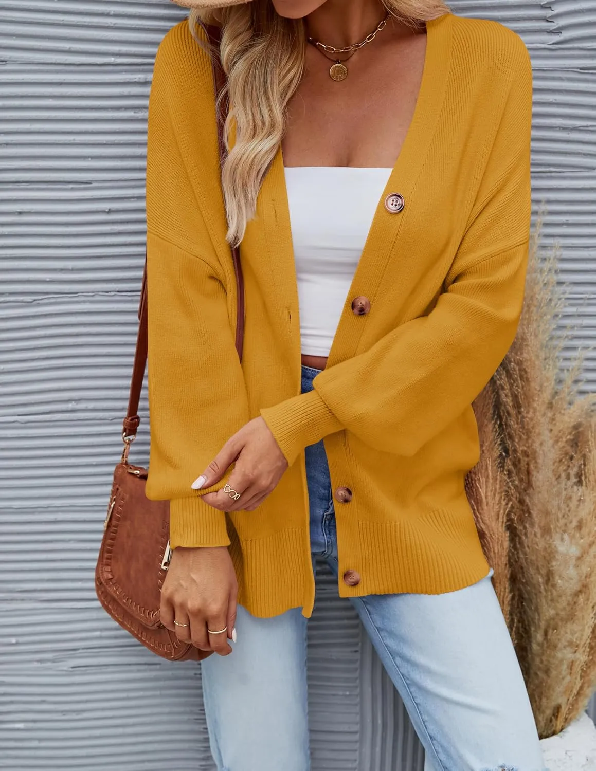 ZESICA Women's Casual Long Sleeve Cardigan V Neck Button Down Open Front Knit Loose Oversized Sweater Coat
