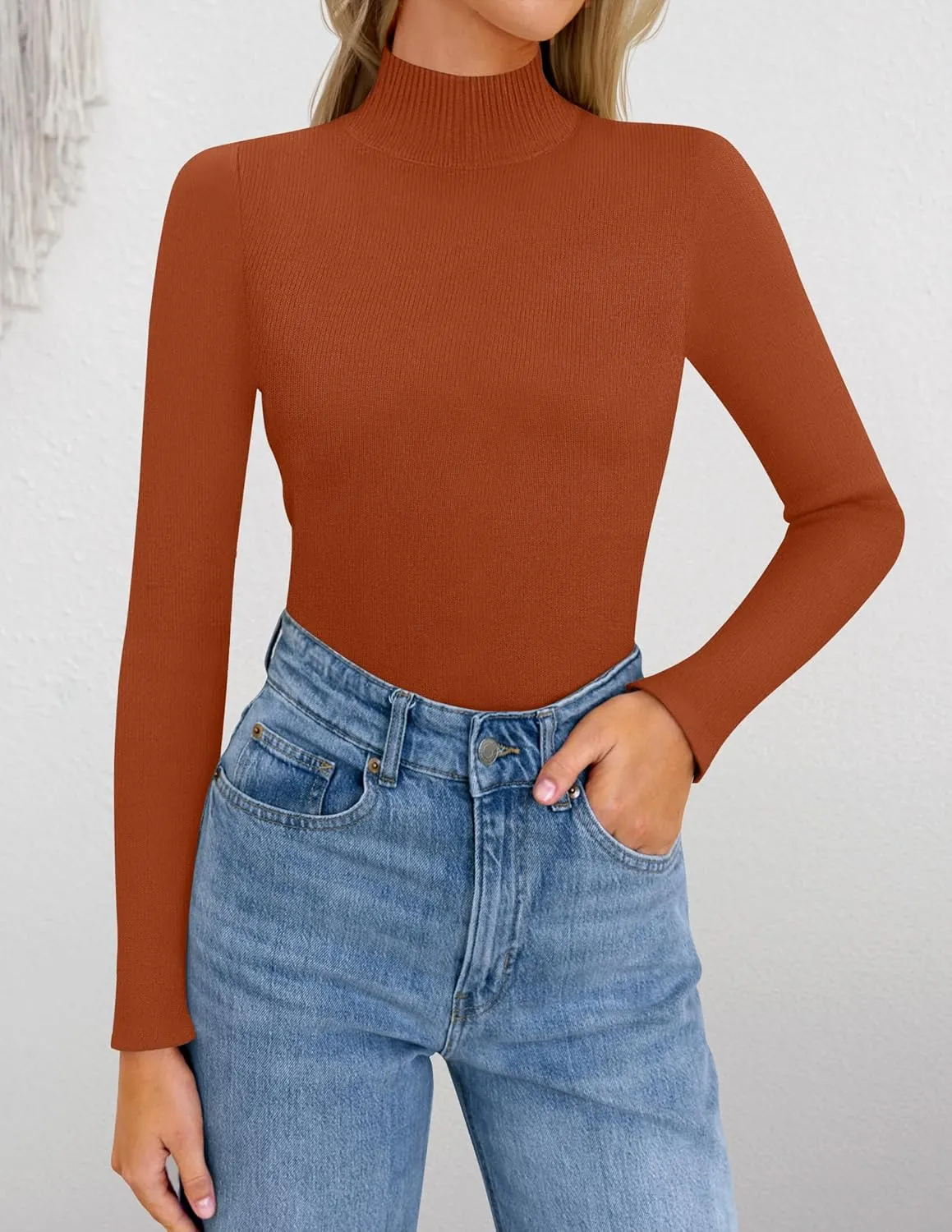 ZESICA Women's Fleece Sherpa Lined Sweater Winter Thermal Shirts Long Sleeve Mock Neck Slim Fitted Pullover Tops