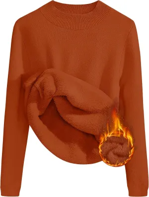 ZESICA Women's Fleece Sherpa Lined Sweater Winter Thermal Shirts Long Sleeve Mock Neck Slim Fitted Pullover Tops