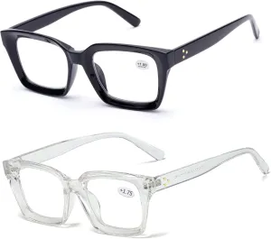 ZUVGEES Retro Style Blue Light Blocking Reading Glasses Big Eyeglass Frames Large lens Computer Readers