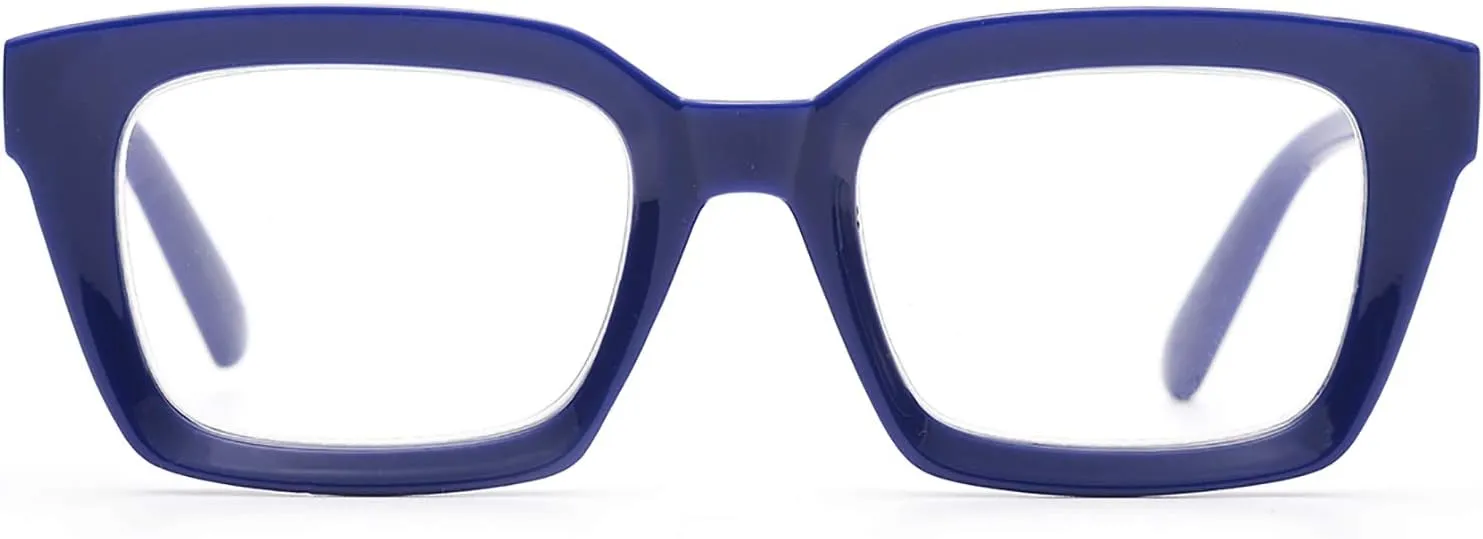 ZUVGEES Retro Style Blue Light Blocking Reading Glasses Big Eyeglass Frames Large lens Computer Readers