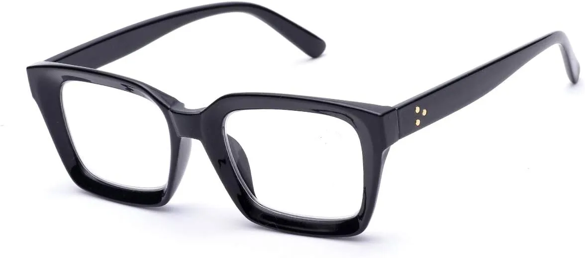 ZUVGEES Retro Style Blue Light Blocking Reading Glasses Big Eyeglass Frames Large lens Computer Readers