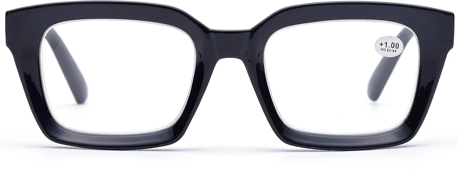 ZUVGEES Retro Style Blue Light Blocking Reading Glasses Big Eyeglass Frames Large lens Computer Readers