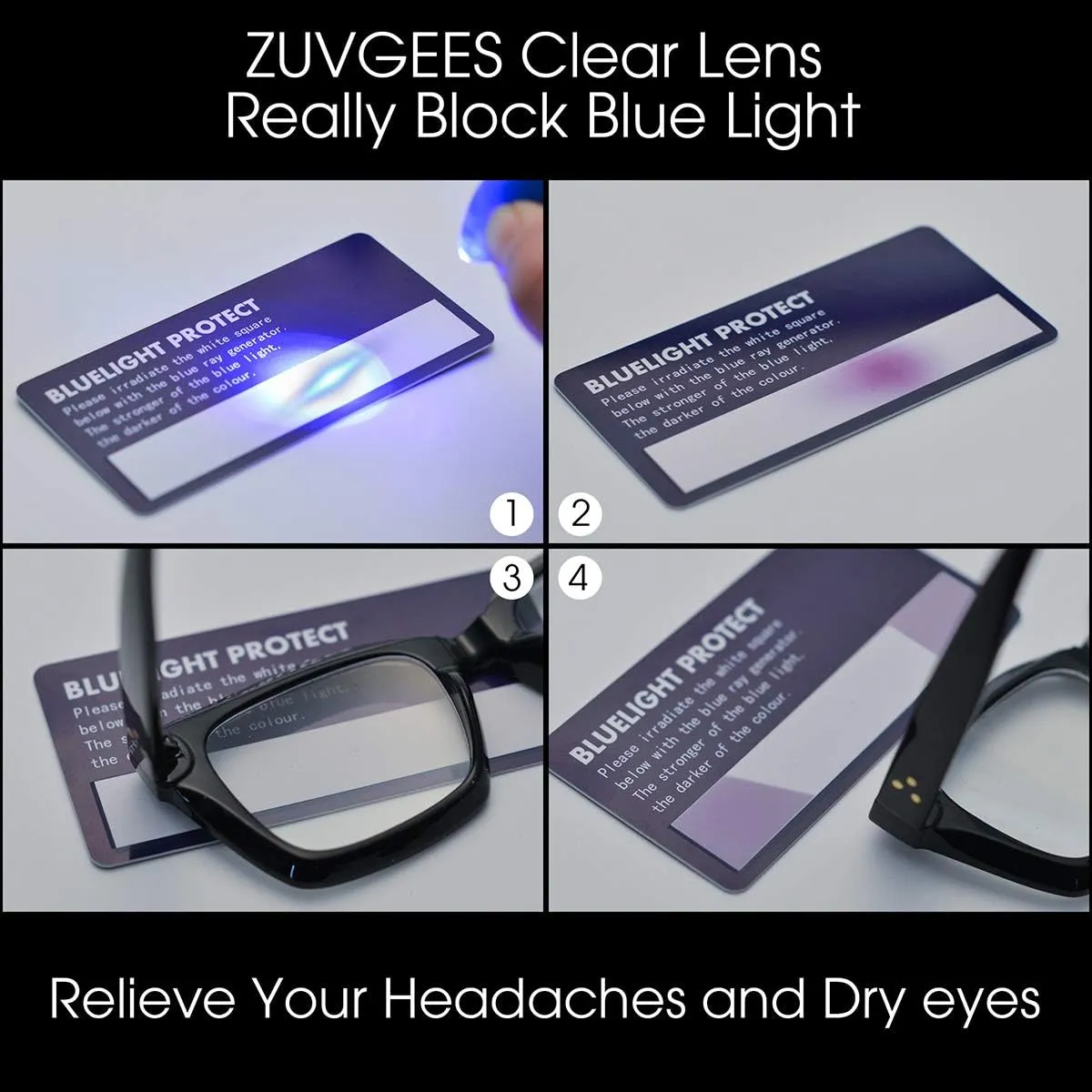 ZUVGEES Retro Style Blue Light Blocking Reading Glasses Big Eyeglass Frames Large lens Computer Readers