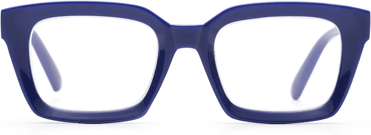 ZUVGEES Retro Style Blue Light Blocking Reading Glasses Big Eyeglass Frames Large lens Computer Readers
