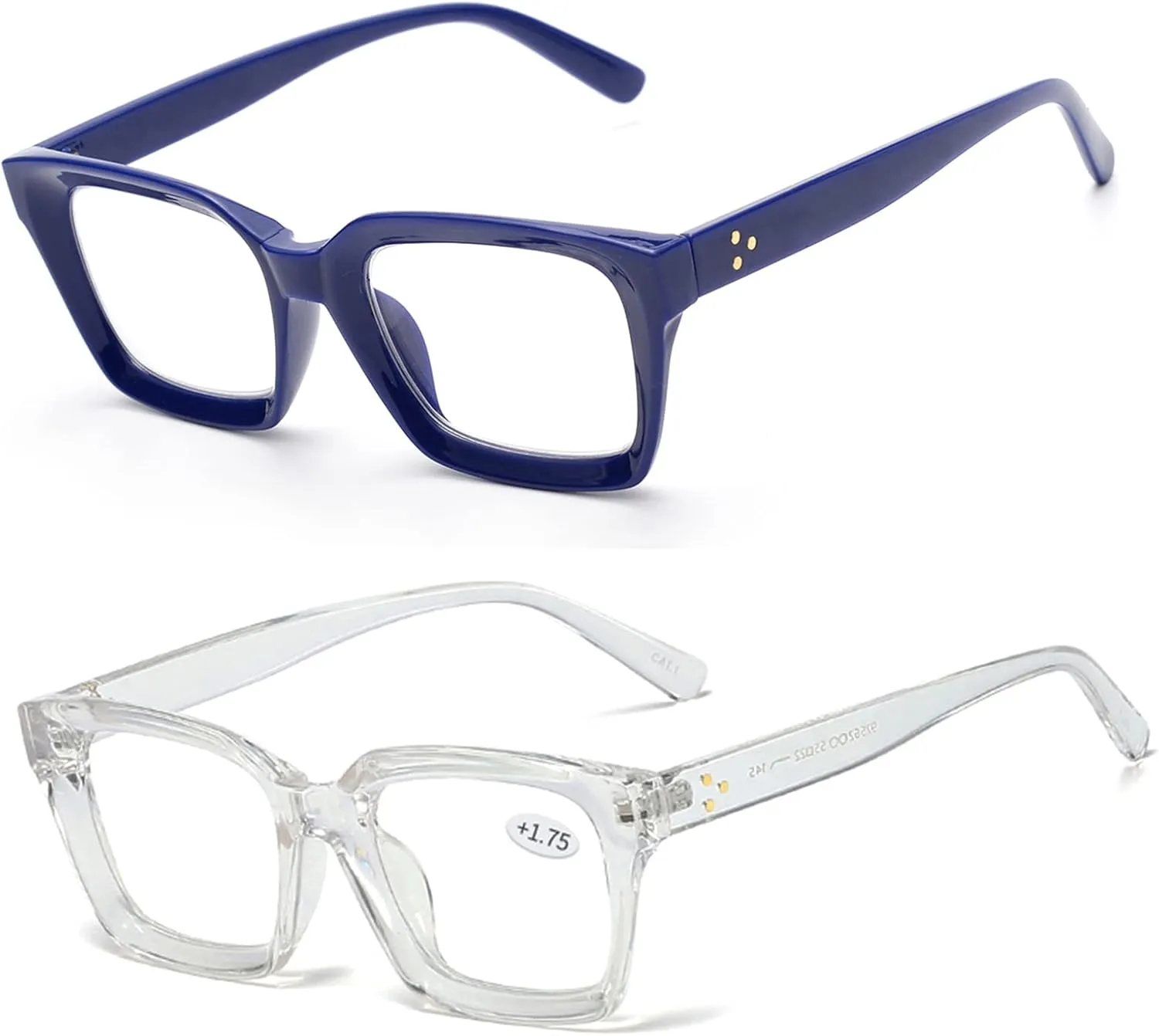 ZUVGEES Retro Style Blue Light Blocking Reading Glasses Big Eyeglass Frames Large lens Computer Readers